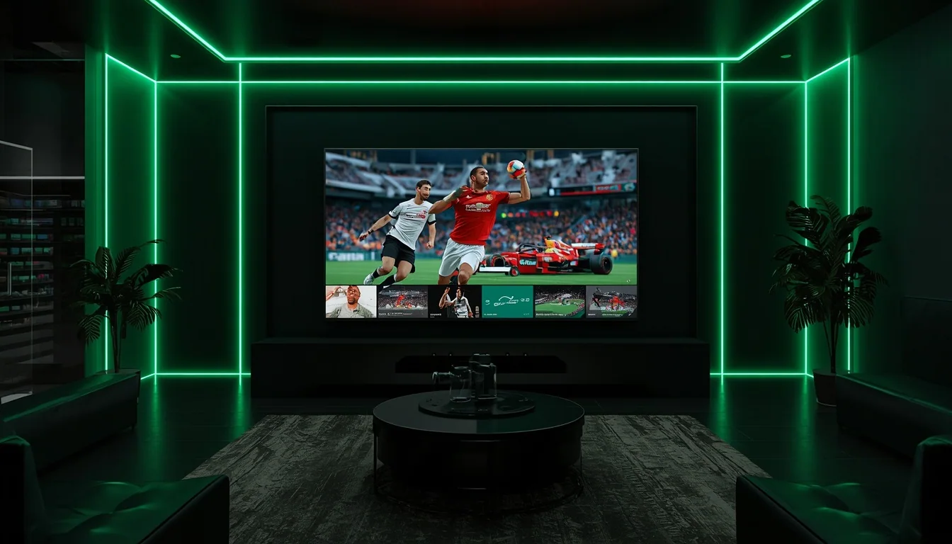 Fußballübertragung auf einem modernen Fernseher
